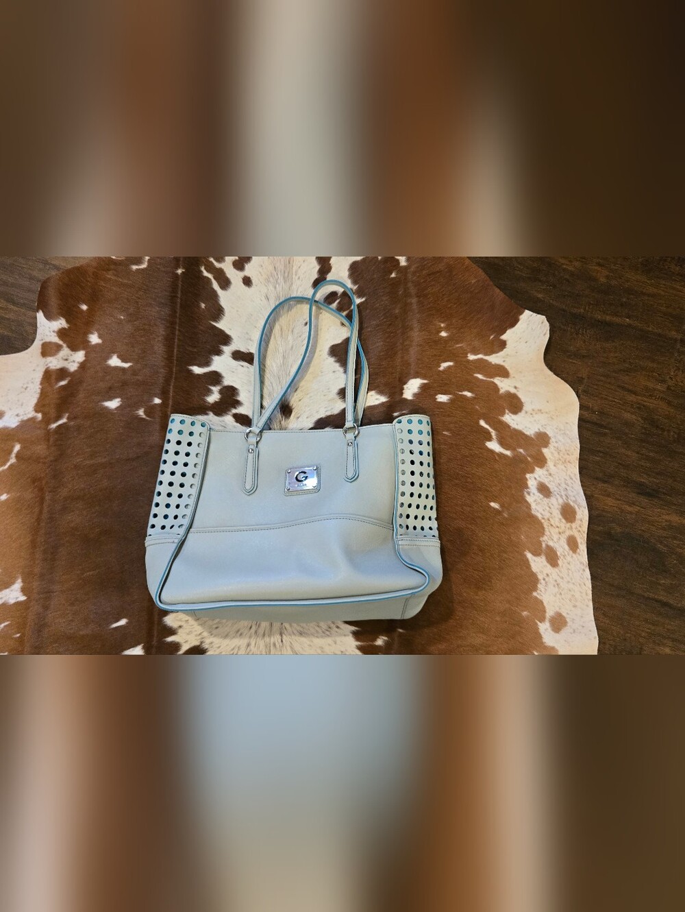 G by Guess Powder Blue Perforated Shoulder Tote